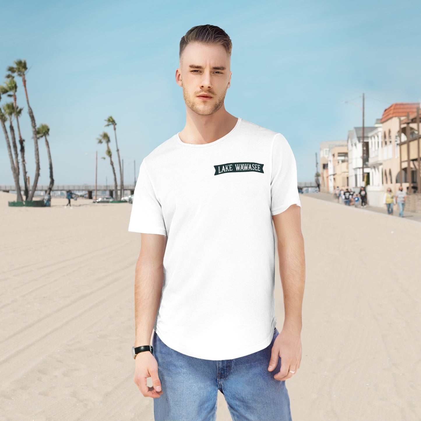 Vintage Lake Wawasee Men's Jersey Curved Hem Tee