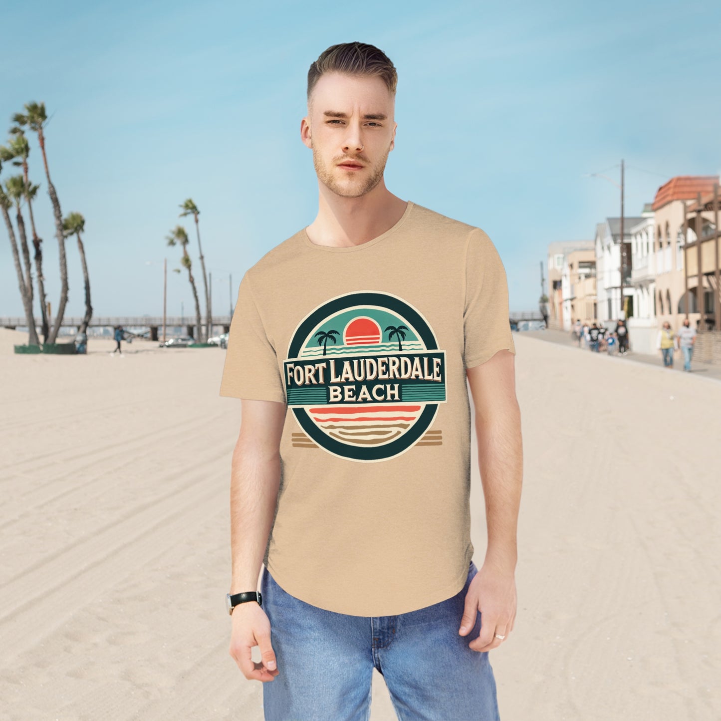 Vintage Fort Lauderdale Men's Jersey Curved Hem Tee