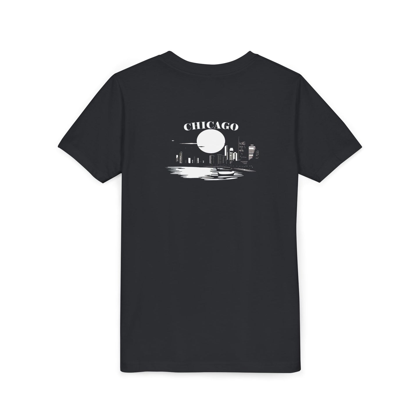 Mystery Noir Chicago Skyline Sunset Unisex Youth Short Sleeve Tee