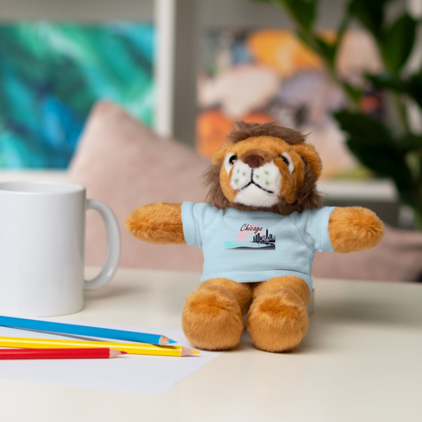 Elegant Chicago Skyline Stuffed Animals with Tee