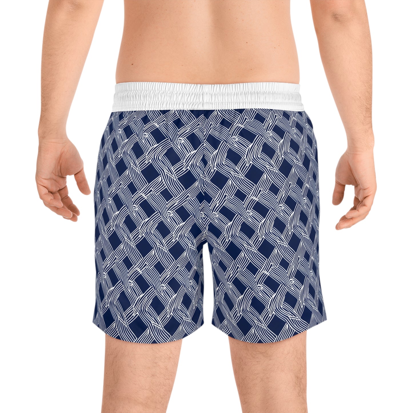 Nautical Woven Design Men's Mid-Length Swim Shorts