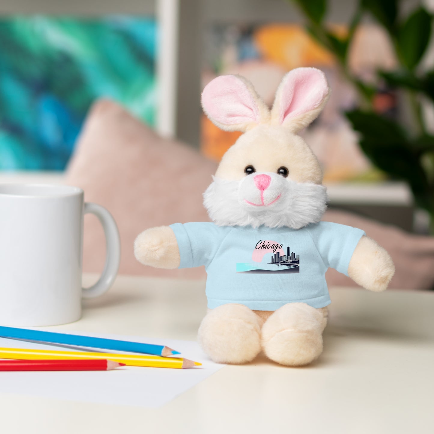Elegant Chicago Skyline Stuffed Animals with Tee
