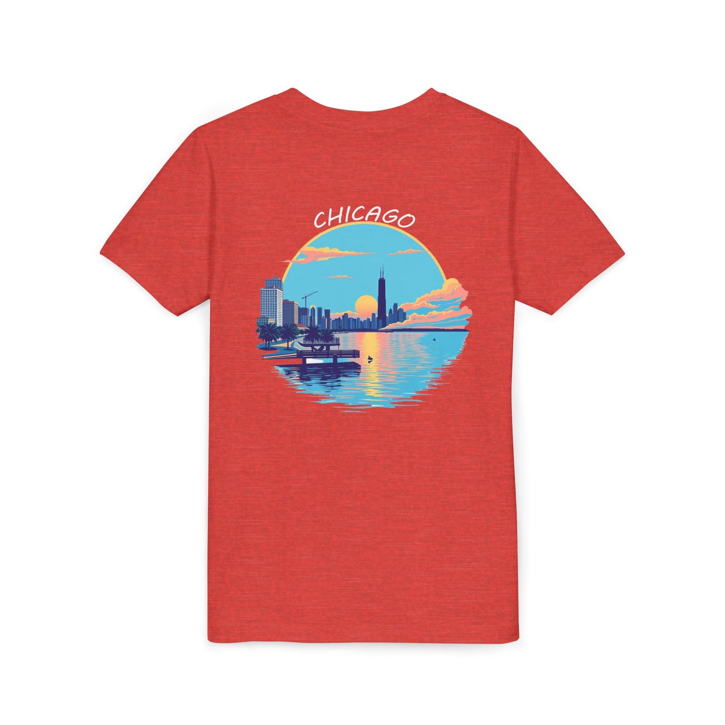 Retro Chicago Sunset Unisex Youth Short Sleeve Tee