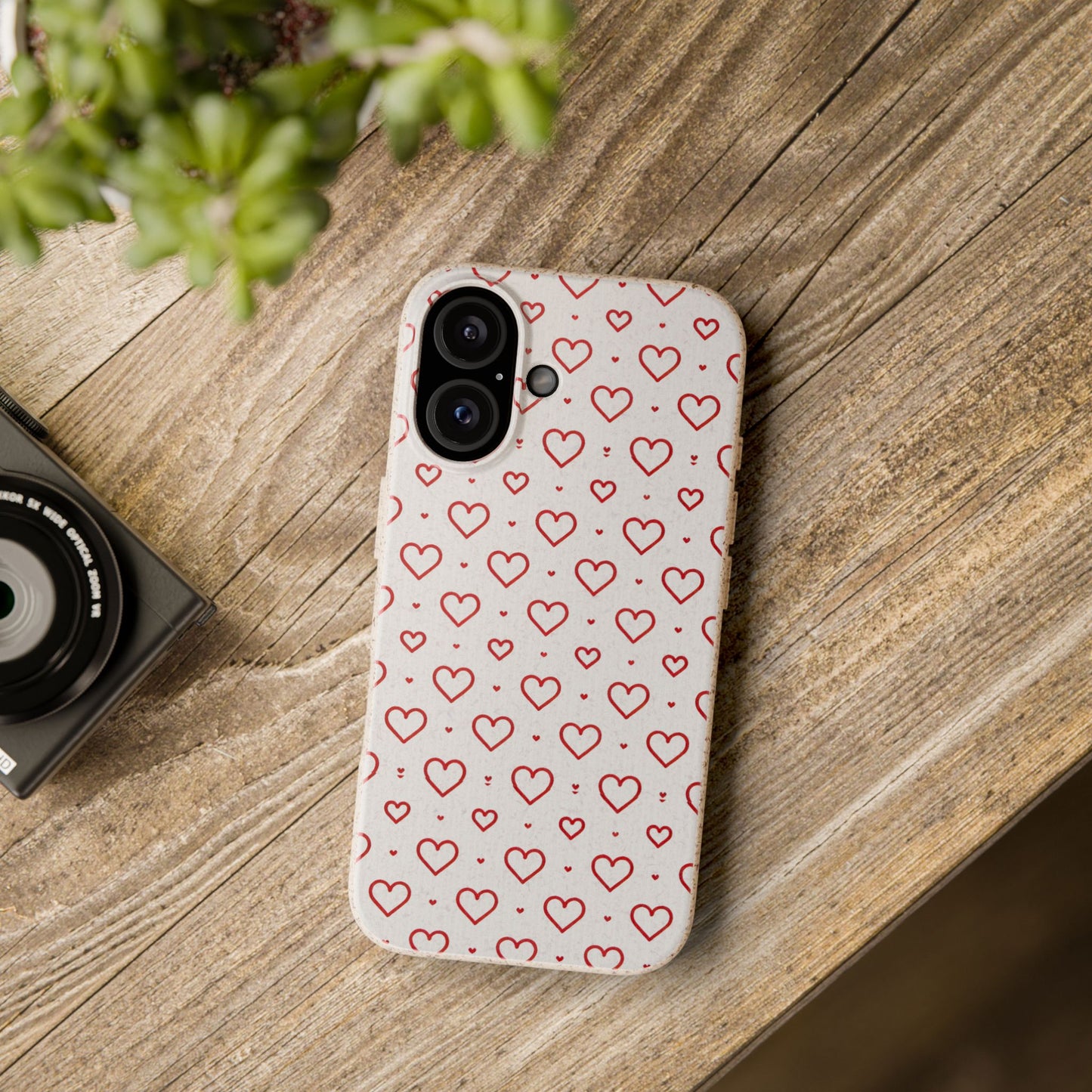 Red Hearts Print MagSafe Biodegradable Phone Case