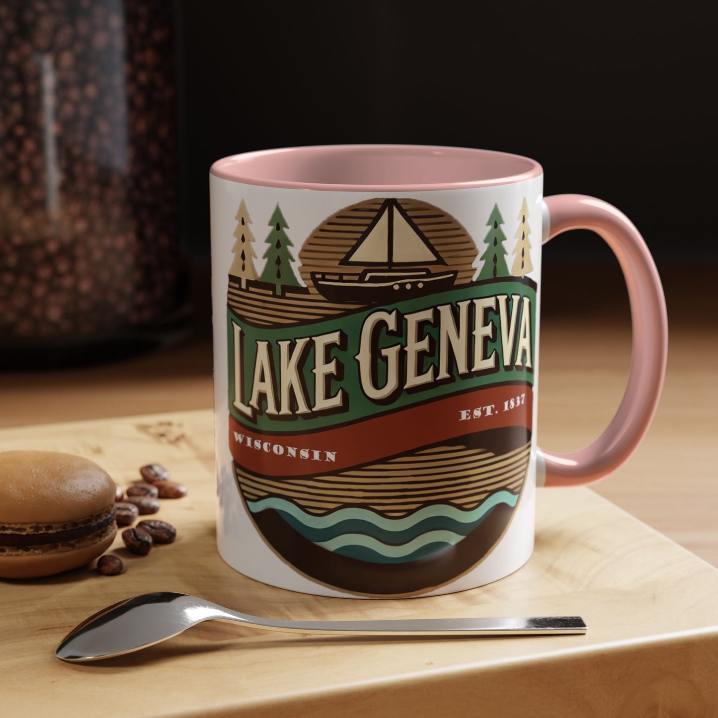 Retro Lake Geneva Accent Coffee Mug
