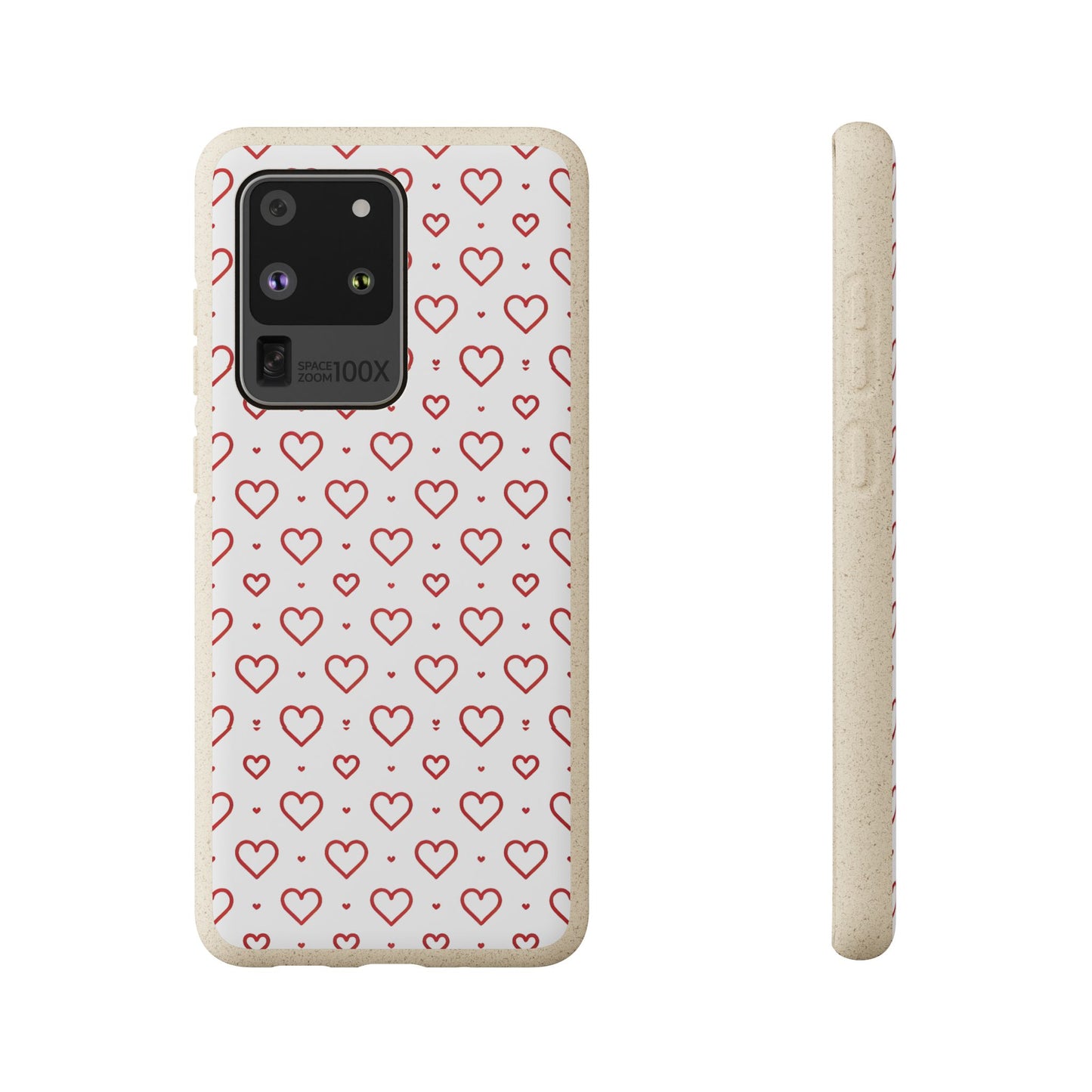 Red Hearts Print MagSafe Biodegradable Phone Case