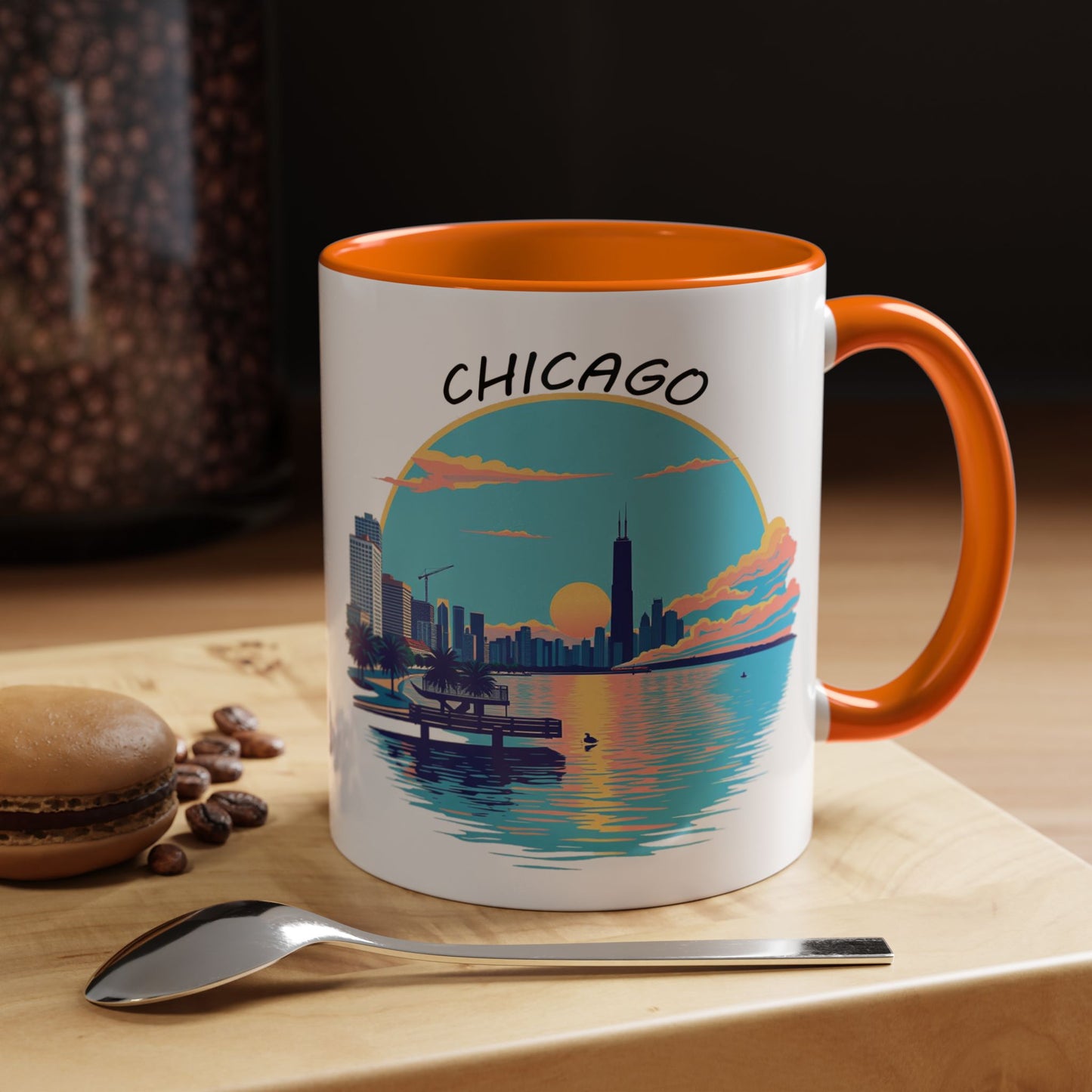 Retro Chicago Sunset Accent Coffee Mug