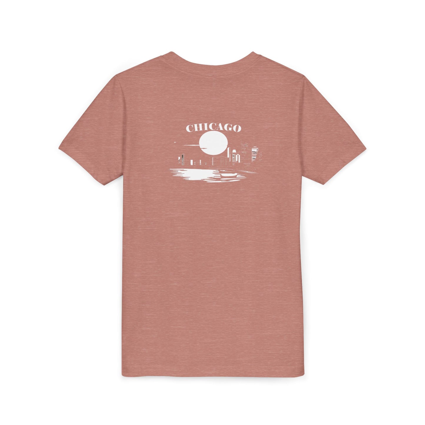 Mystery Noir Chicago Skyline Sunset Unisex Youth Short Sleeve Tee