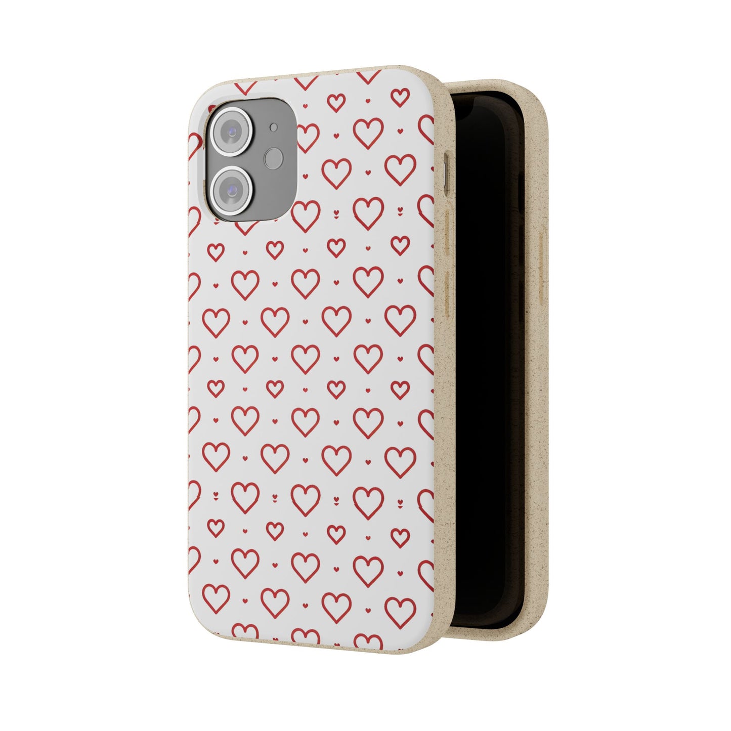 Red Hearts Print MagSafe Biodegradable Phone Case