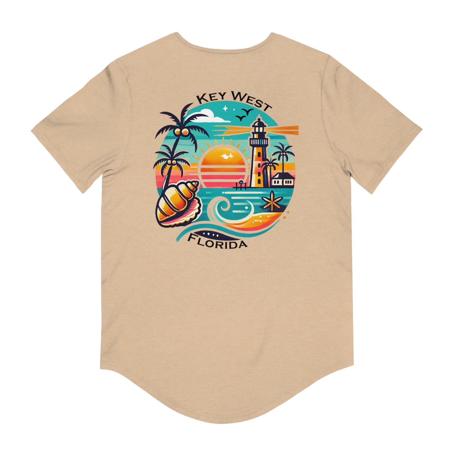 Vibrant Key West Men's Jersey Curved Hem Tee