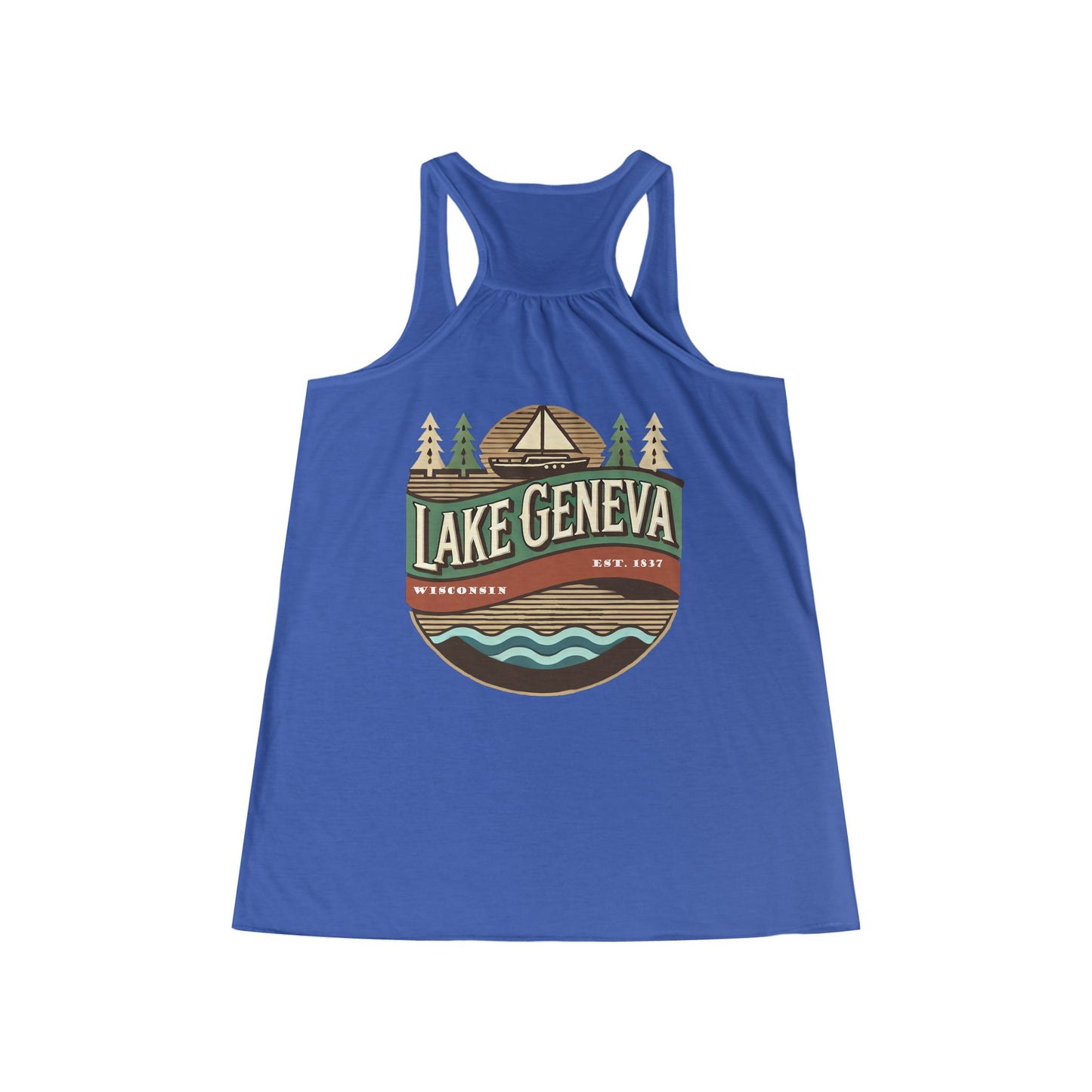 Retro Lake Geneva Women's Flowy Racerback Tank