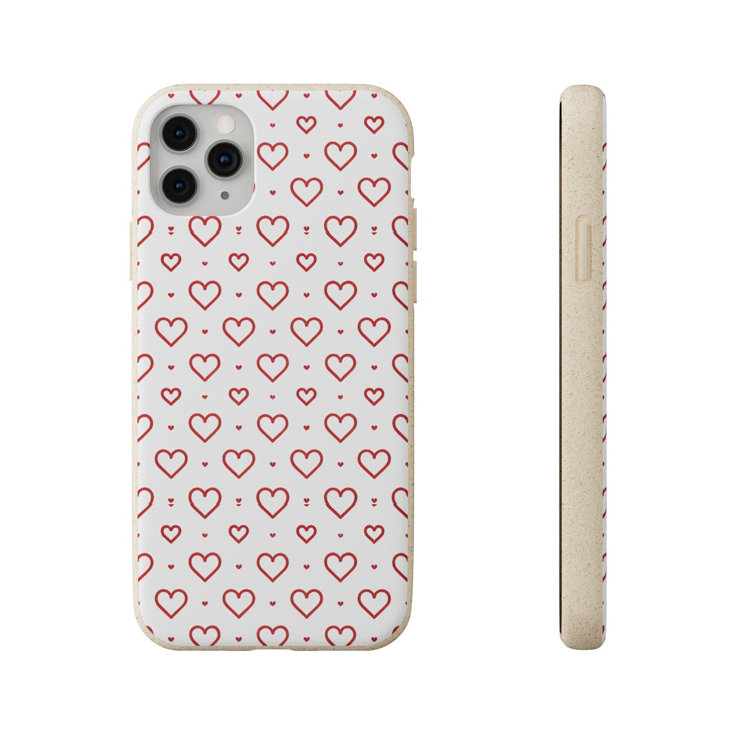 Red Hearts Print MagSafe Biodegradable Phone Case