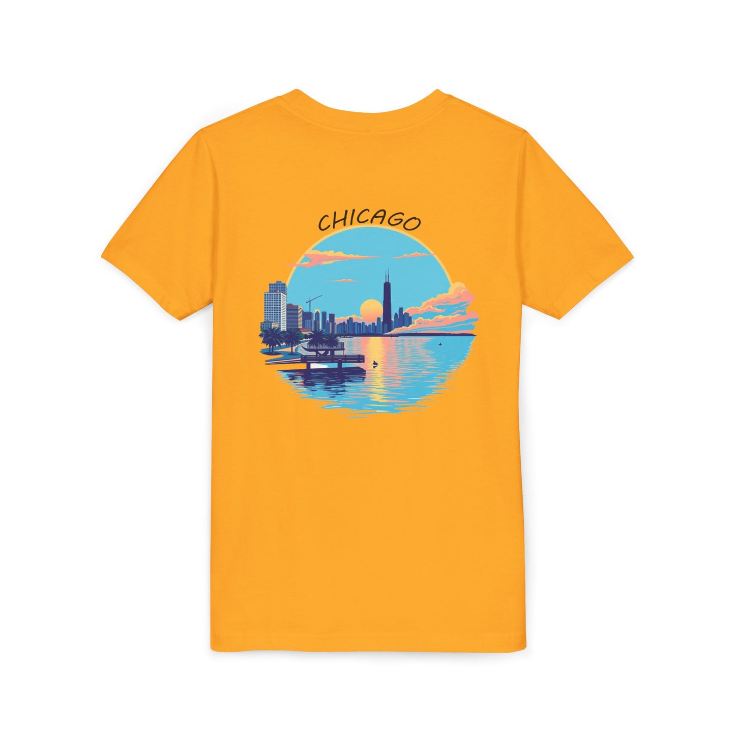 Retro Chicago Sunset Unisex Youth Short Sleeve Tee