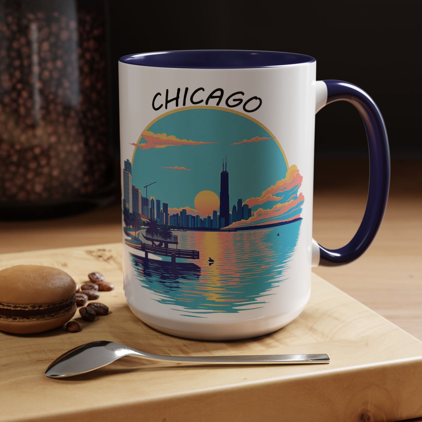 Retro Chicago Sunset Accent Coffee Mug