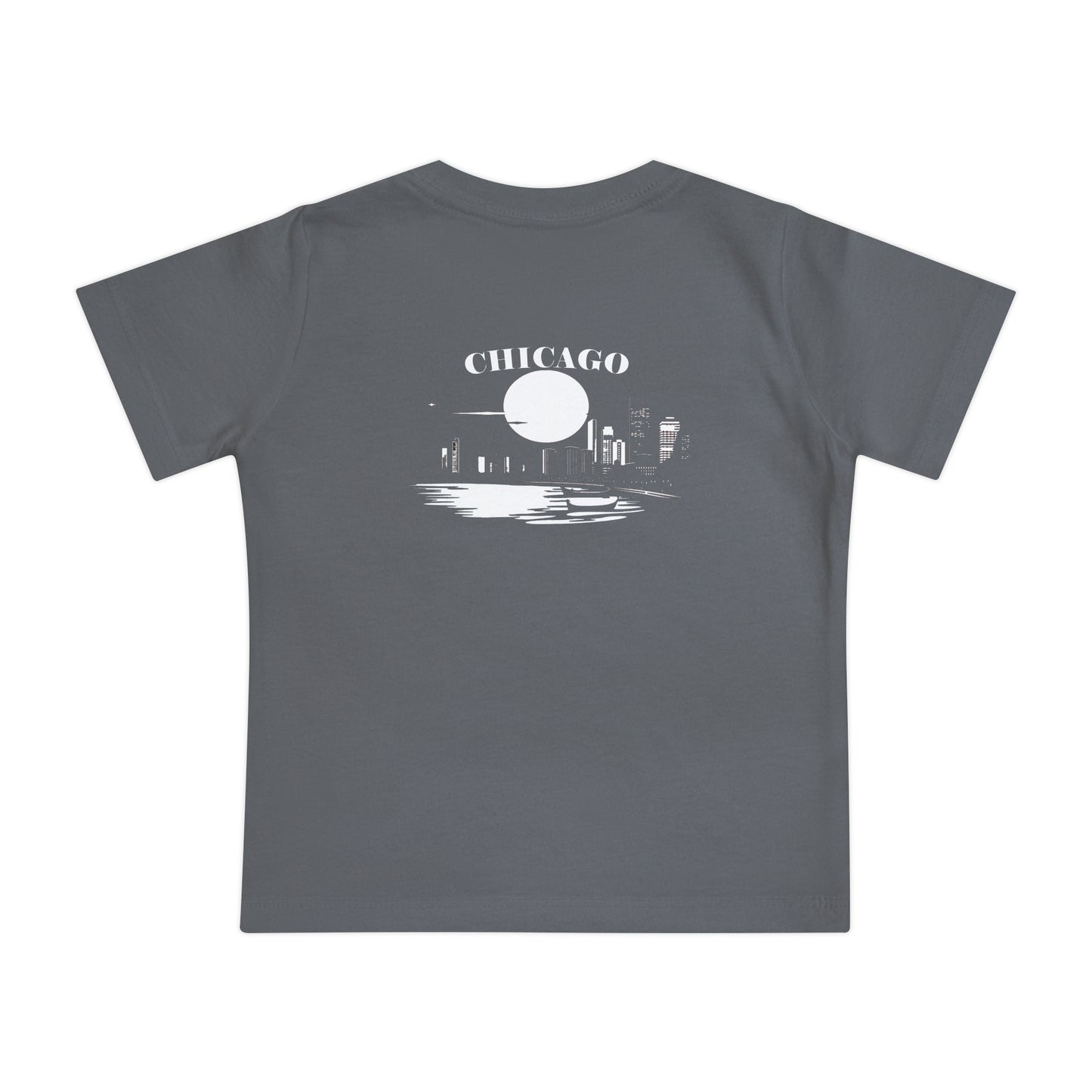 Mystery Noir Chicago Skyline Sunset Unisex Baby Short Sleeve T-Shirt