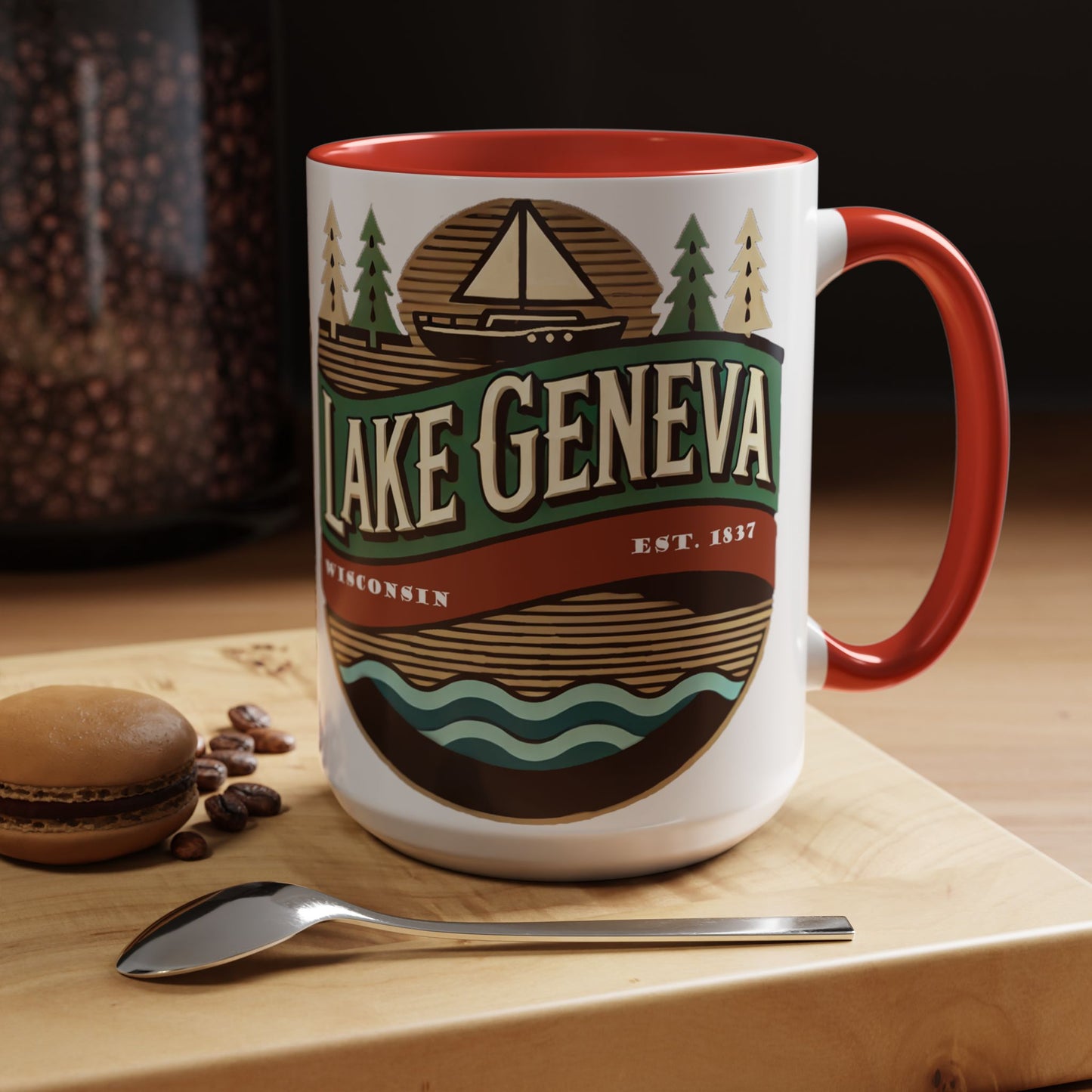 Retro Lake Geneva Accent Coffee Mug