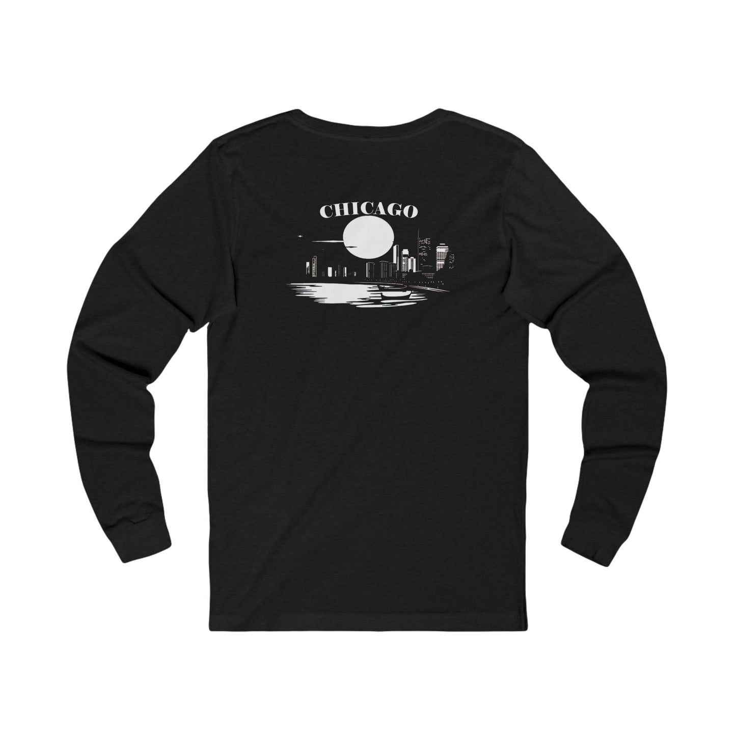 Mystery Noir Chicago Skyline Sunset Unisex Jersey Long Sleeve Tee