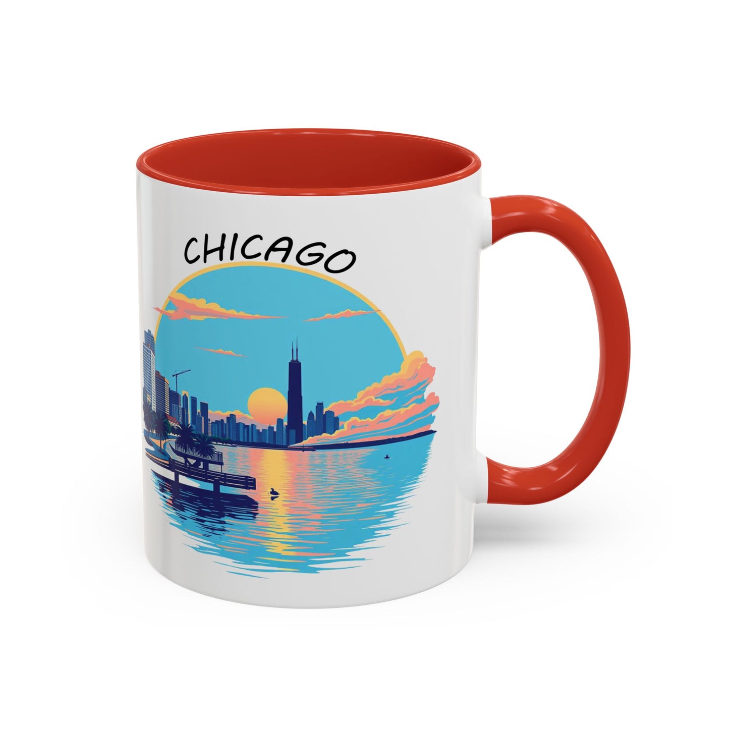 Retro Chicago Sunset Accent Coffee Mug