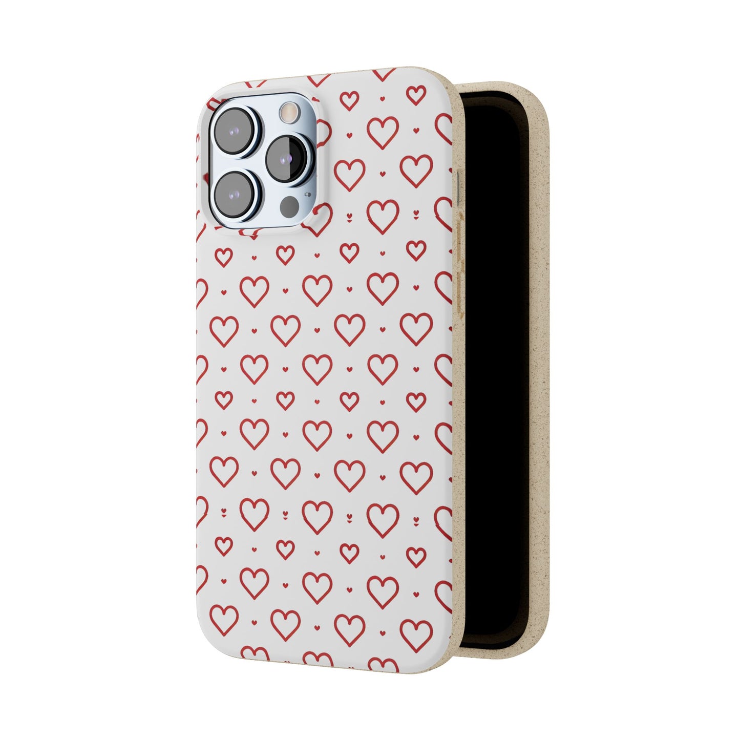 Red Hearts Print MagSafe Biodegradable Phone Case