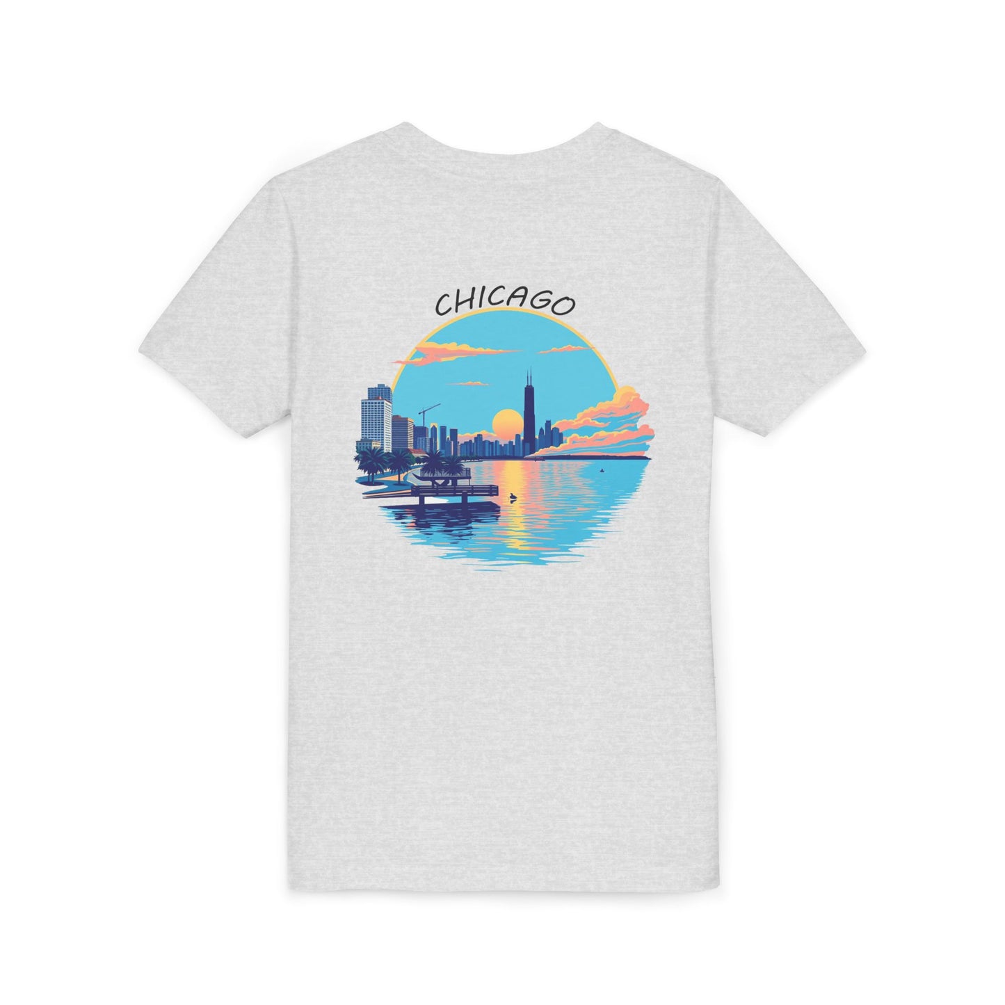 Retro Chicago Sunset Unisex Youth Short Sleeve Tee