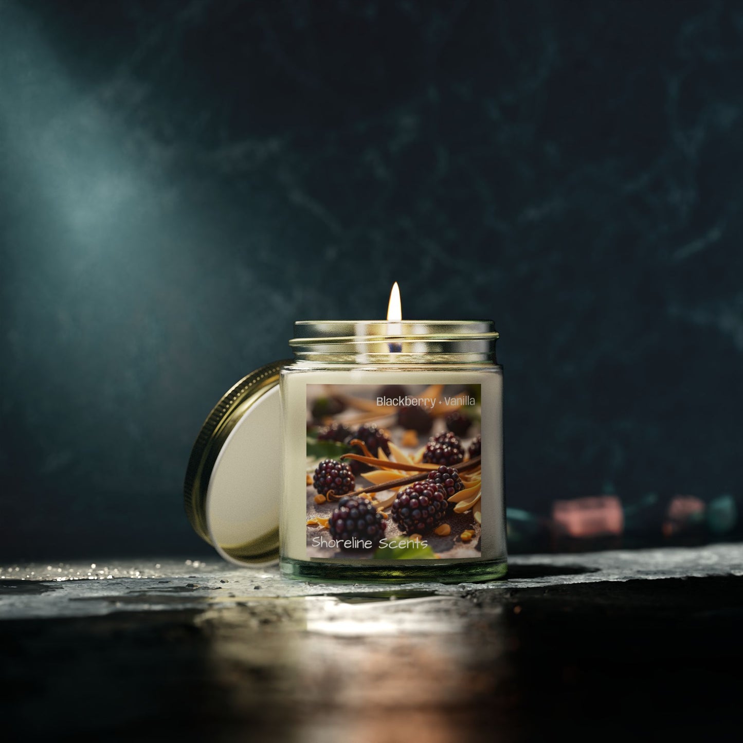 Blackberry + Vanilla Scented Coconut Apricot Wax Candle