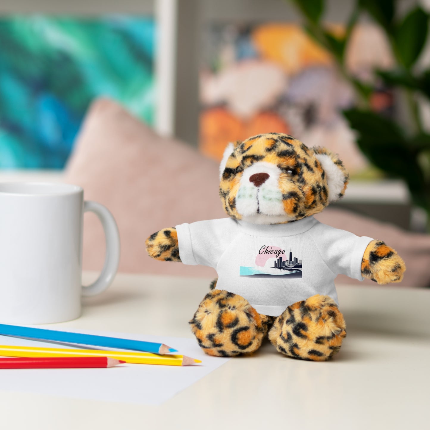 Elegant Chicago Skyline Stuffed Animals with Tee