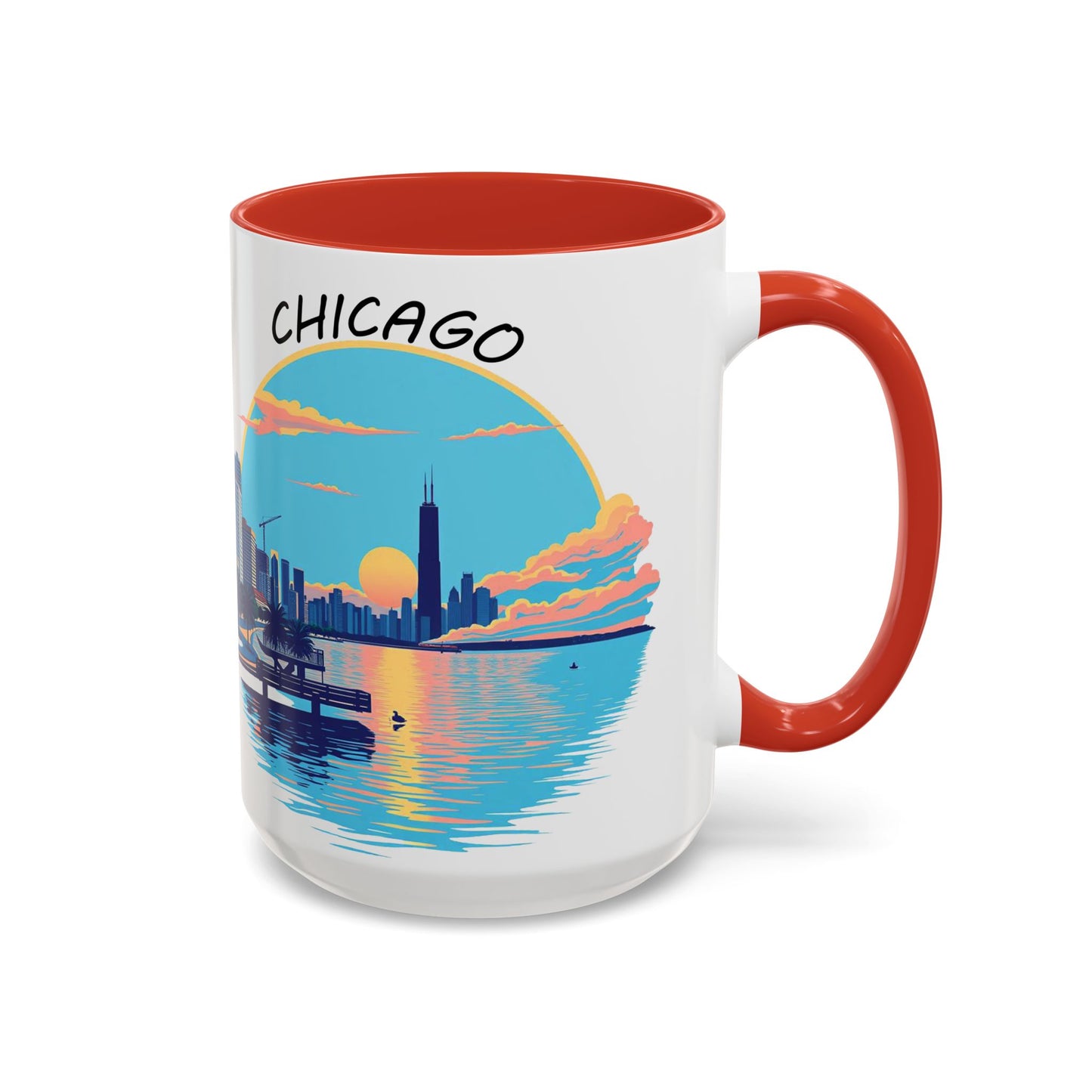 Retro Chicago Sunset Accent Coffee Mug