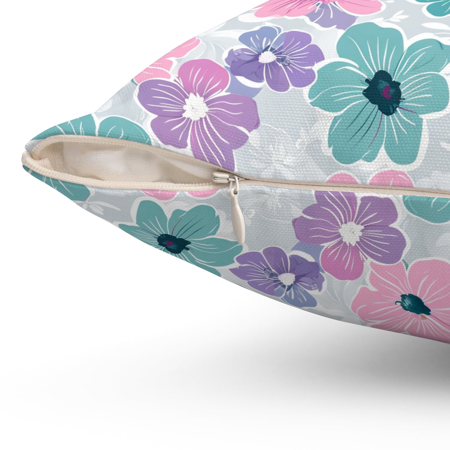 Pastel Floral Print Throw Pillow