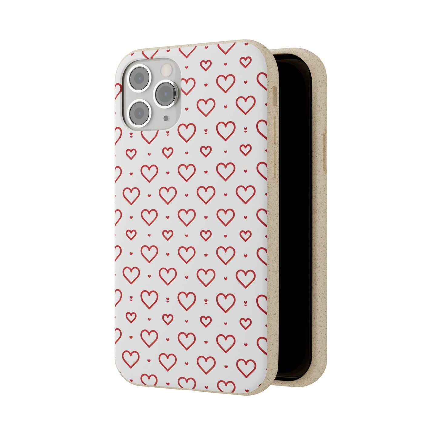 Red Hearts Print MagSafe Biodegradable Phone Case