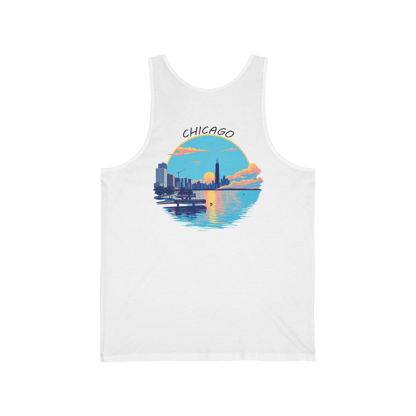 Retro Chicago Sunset Unisex Jersey Tank