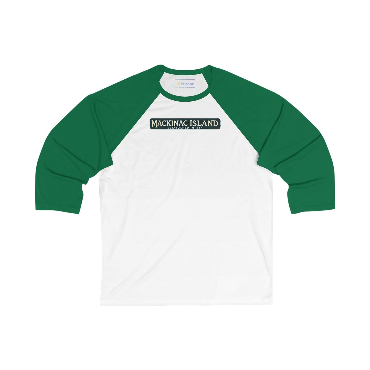 Vintage Mackinac Island Men's 3/4 Sleeve Baseball Tee