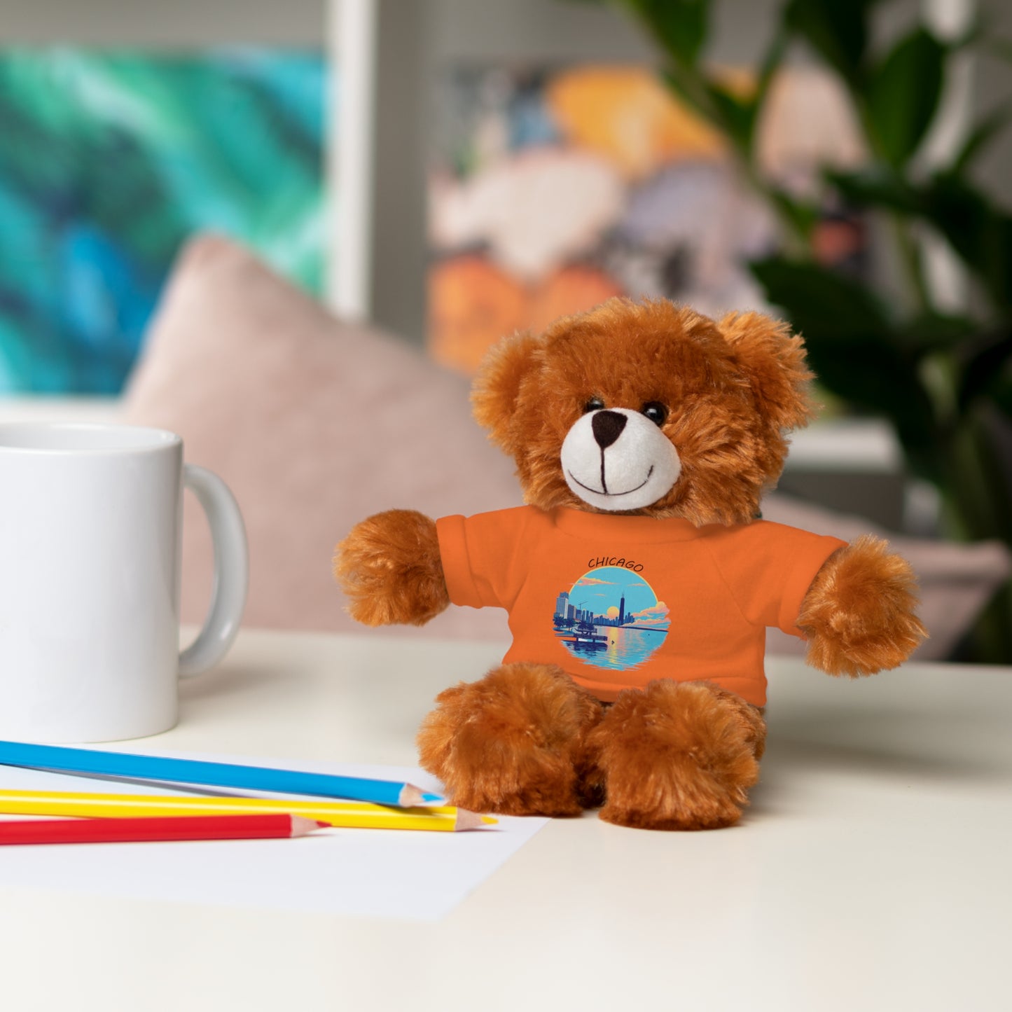 Retro Chicago Sunset Stuffed Animals with Tee