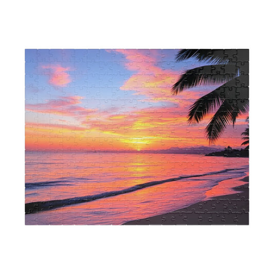 Tropical Beach at Sunset Jigsaw Puzzle