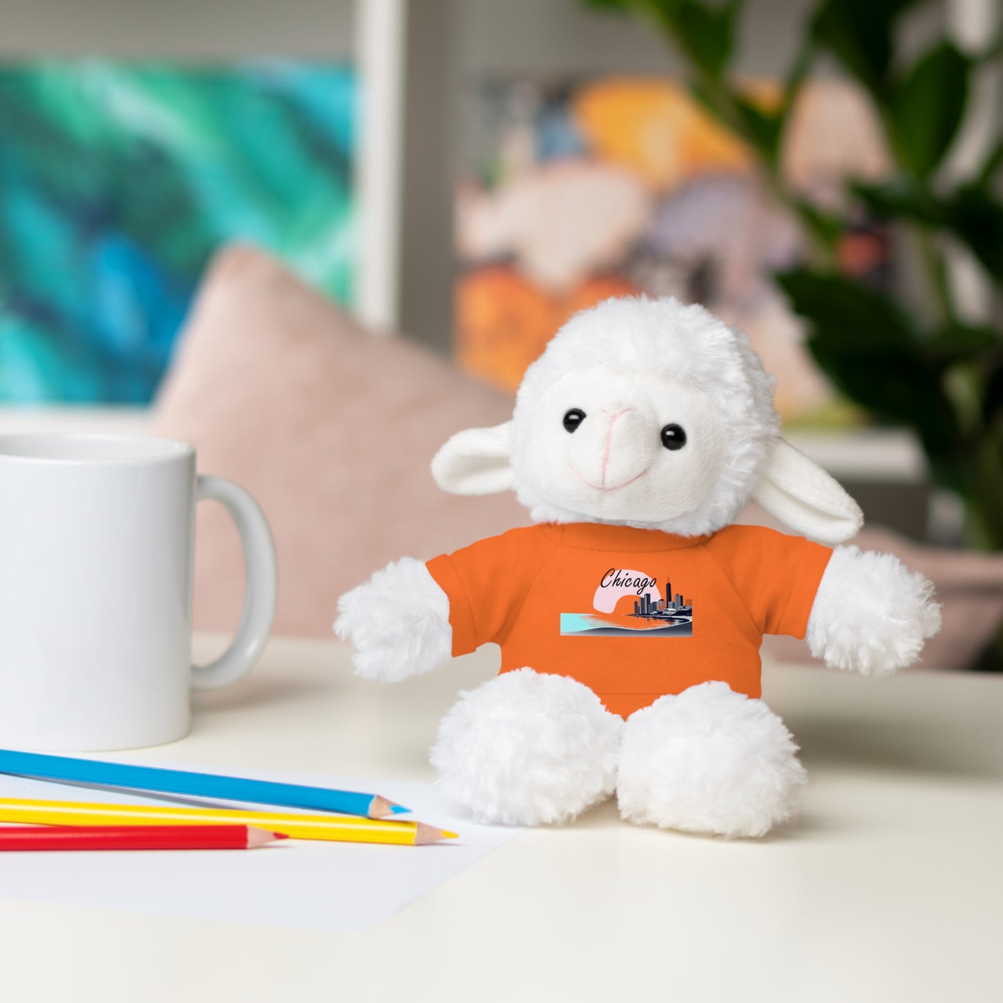Elegant Chicago Skyline Stuffed Animals with Tee
