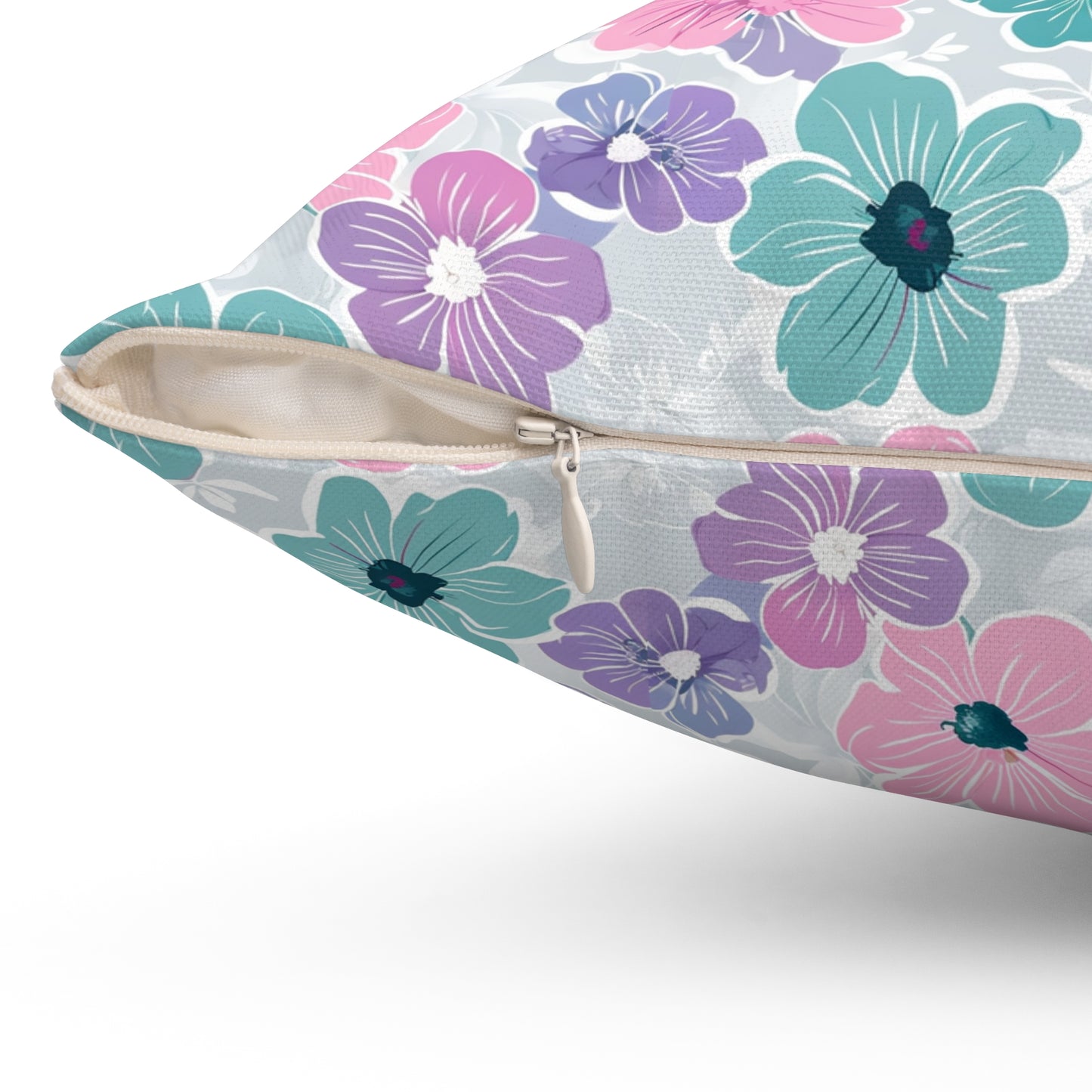 Pastel Floral Print Throw Pillow