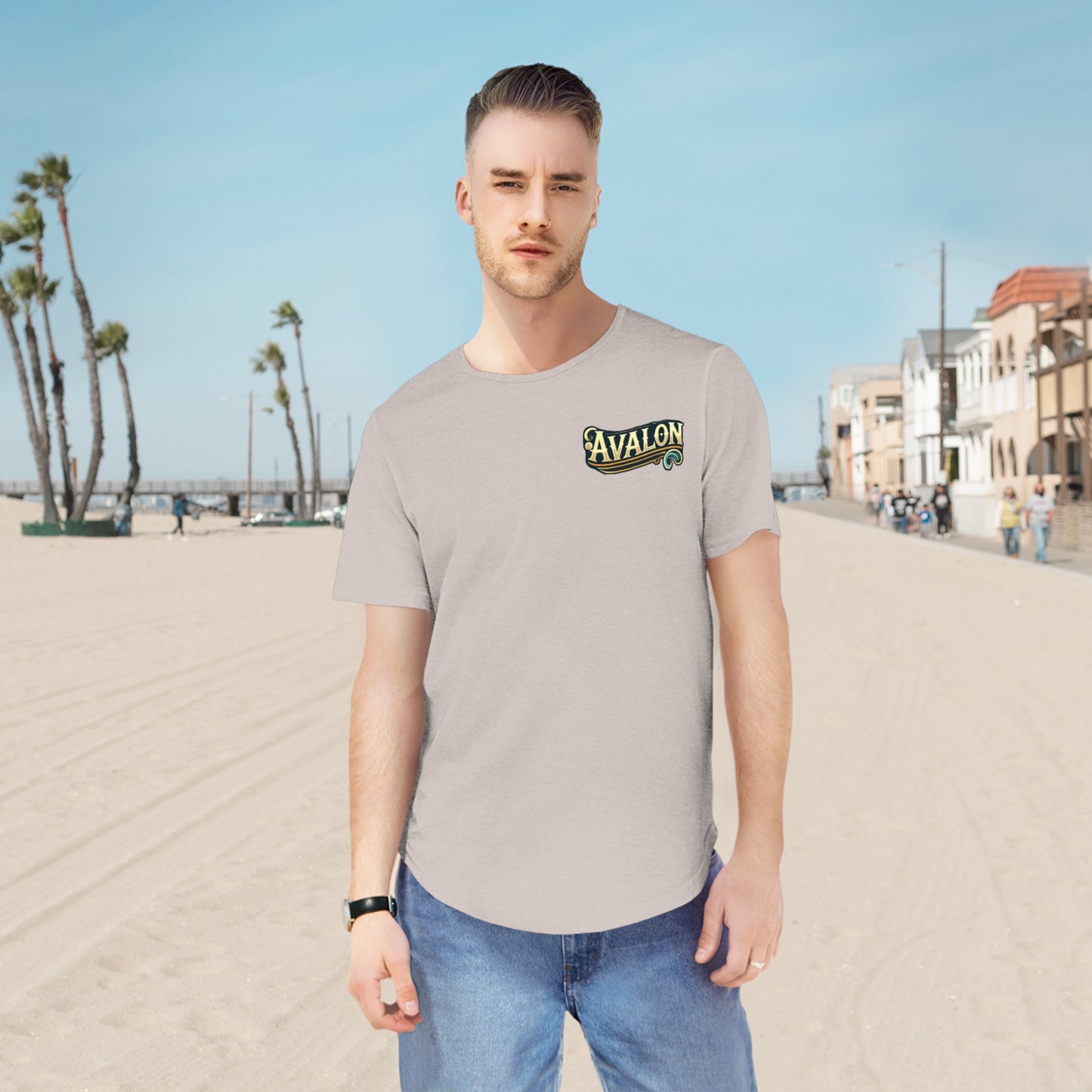 Elegant Avalon Men's Jersey Curved Hem Tee