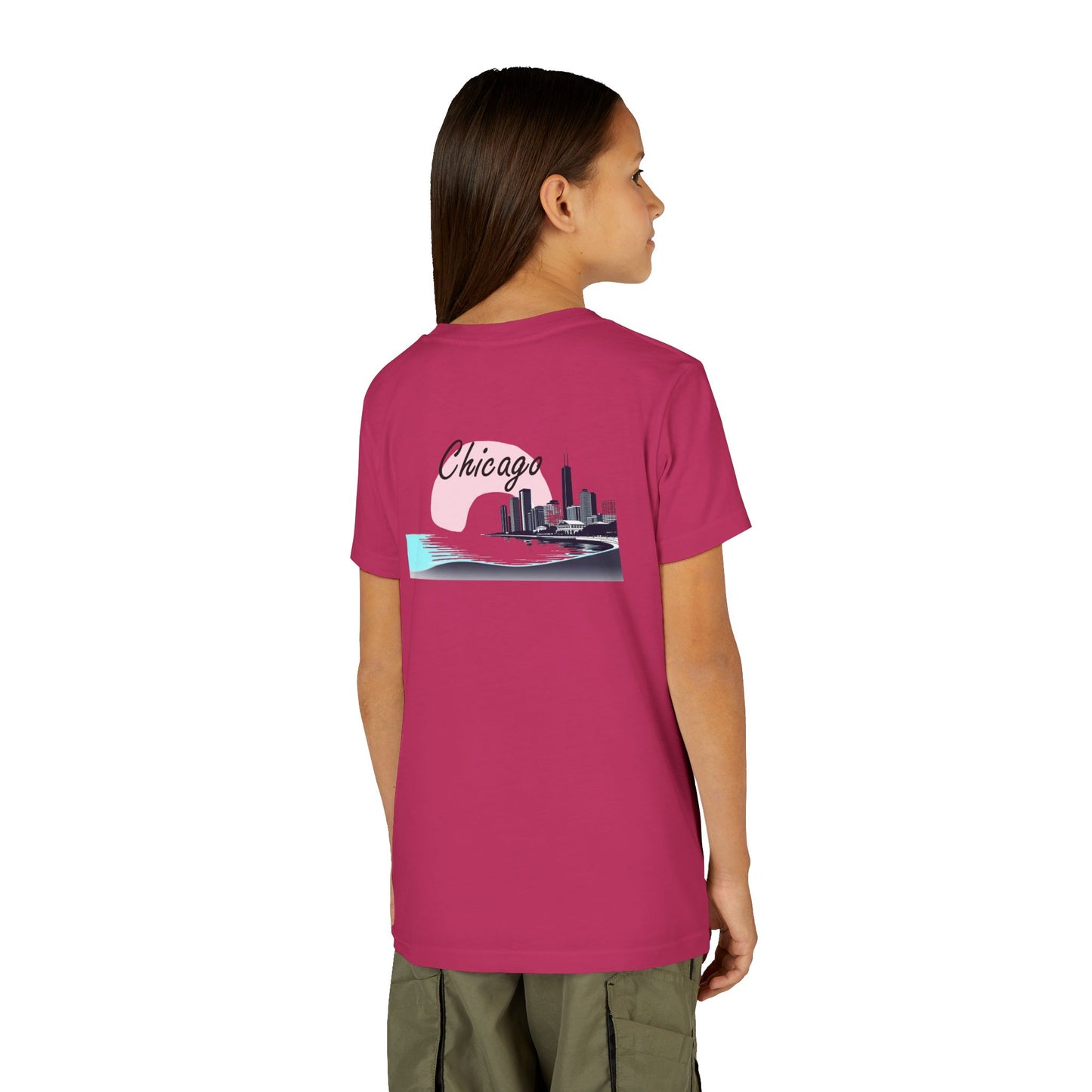 Elegant Chicago Skyline Unisex Youth Short Sleeve Tee