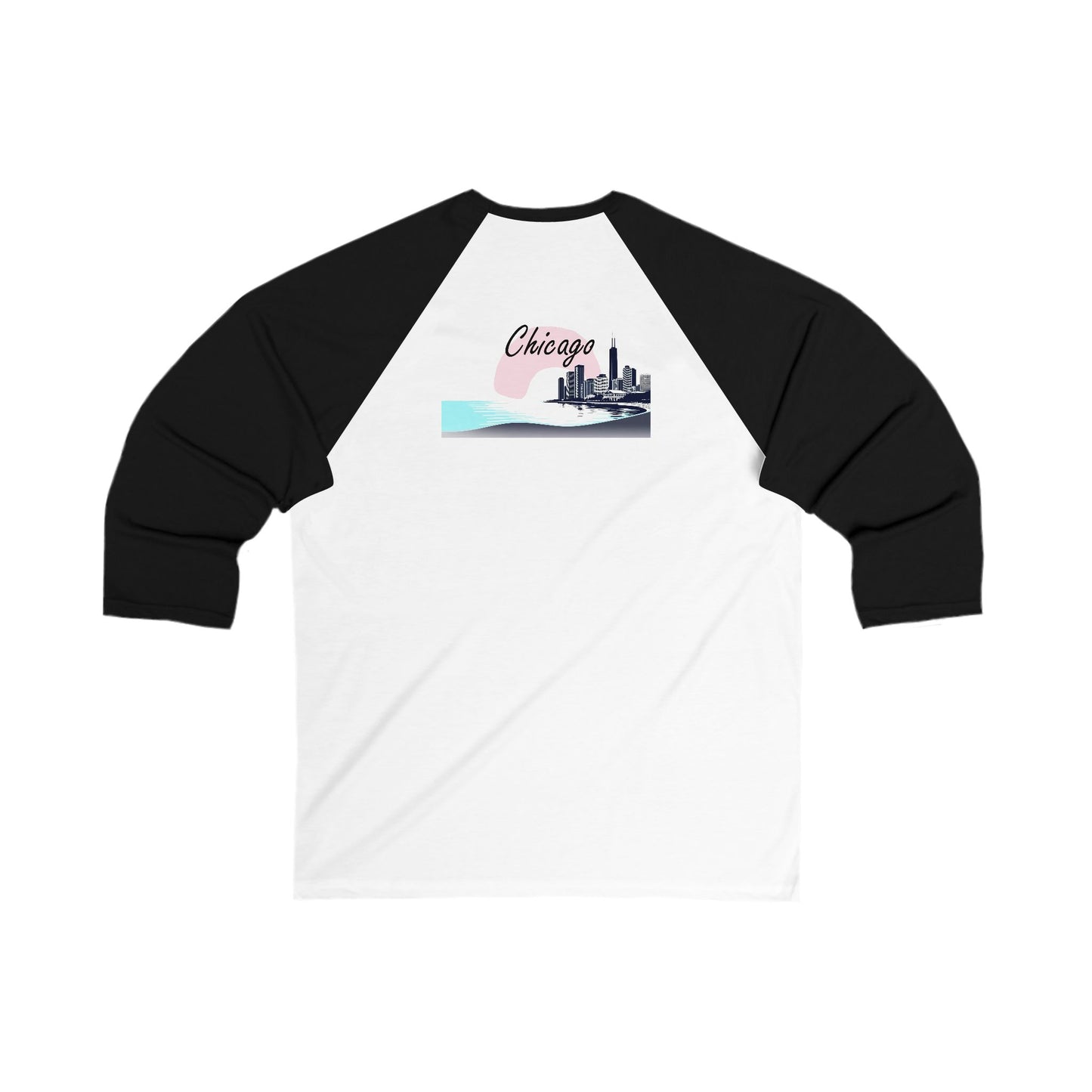 Elegant Chicago Skyline Men's 3/4 Sleeve Baseball Tee