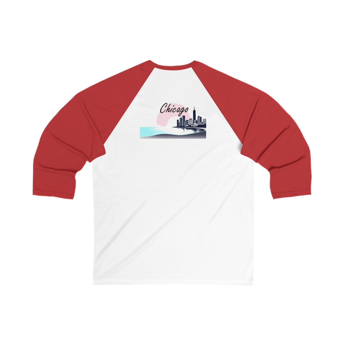 Elegant Chicago Skyline Men's 3/4 Sleeve Baseball Tee