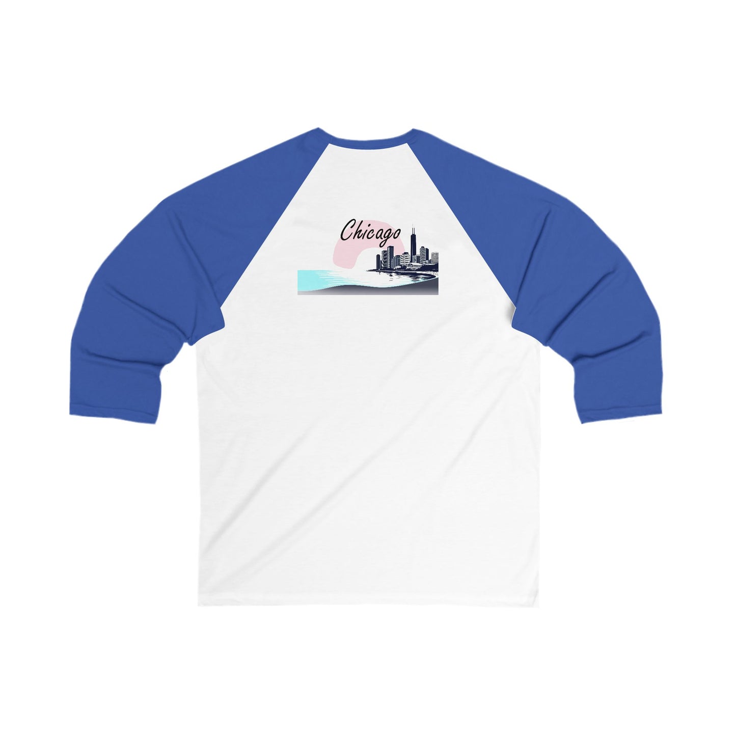 Elegant Chicago Skyline Men's 3/4 Sleeve Baseball Tee