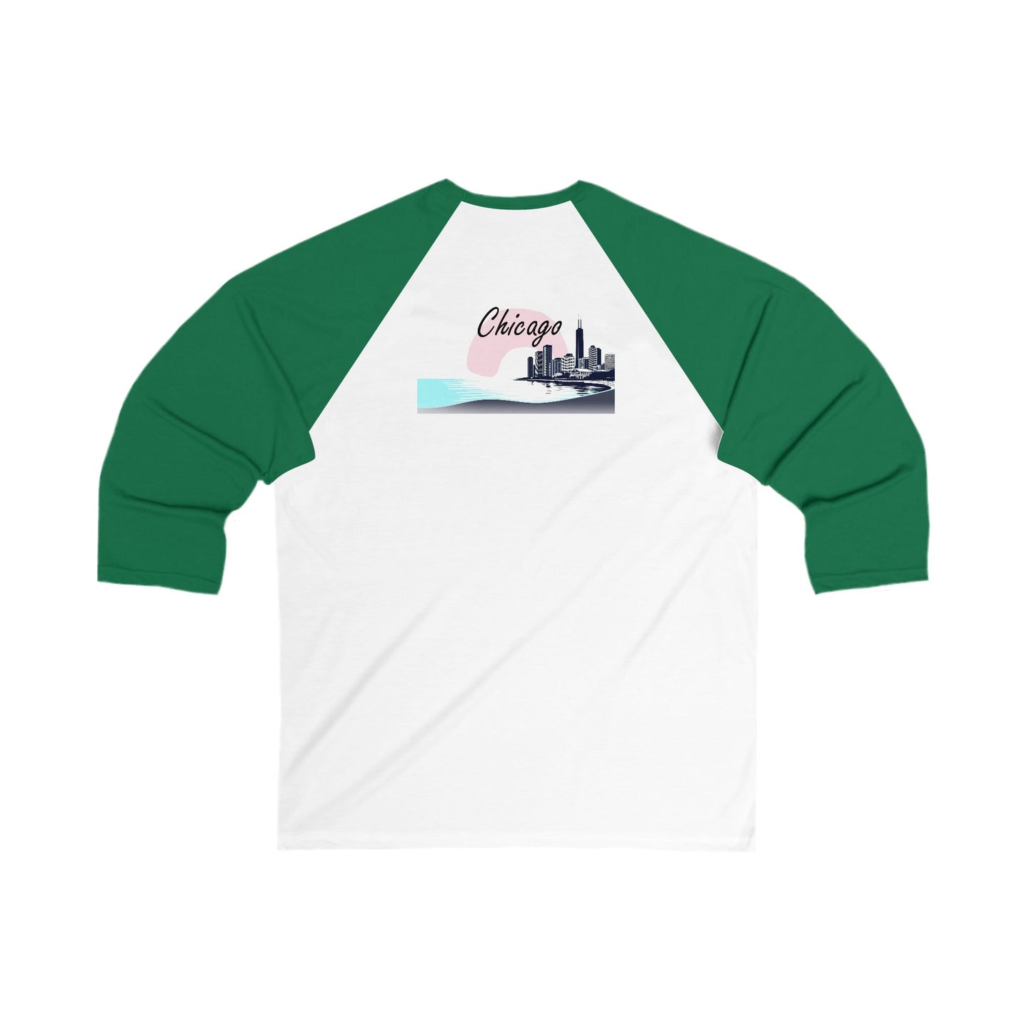Elegant Chicago Skyline Men's 3/4 Sleeve Baseball Tee