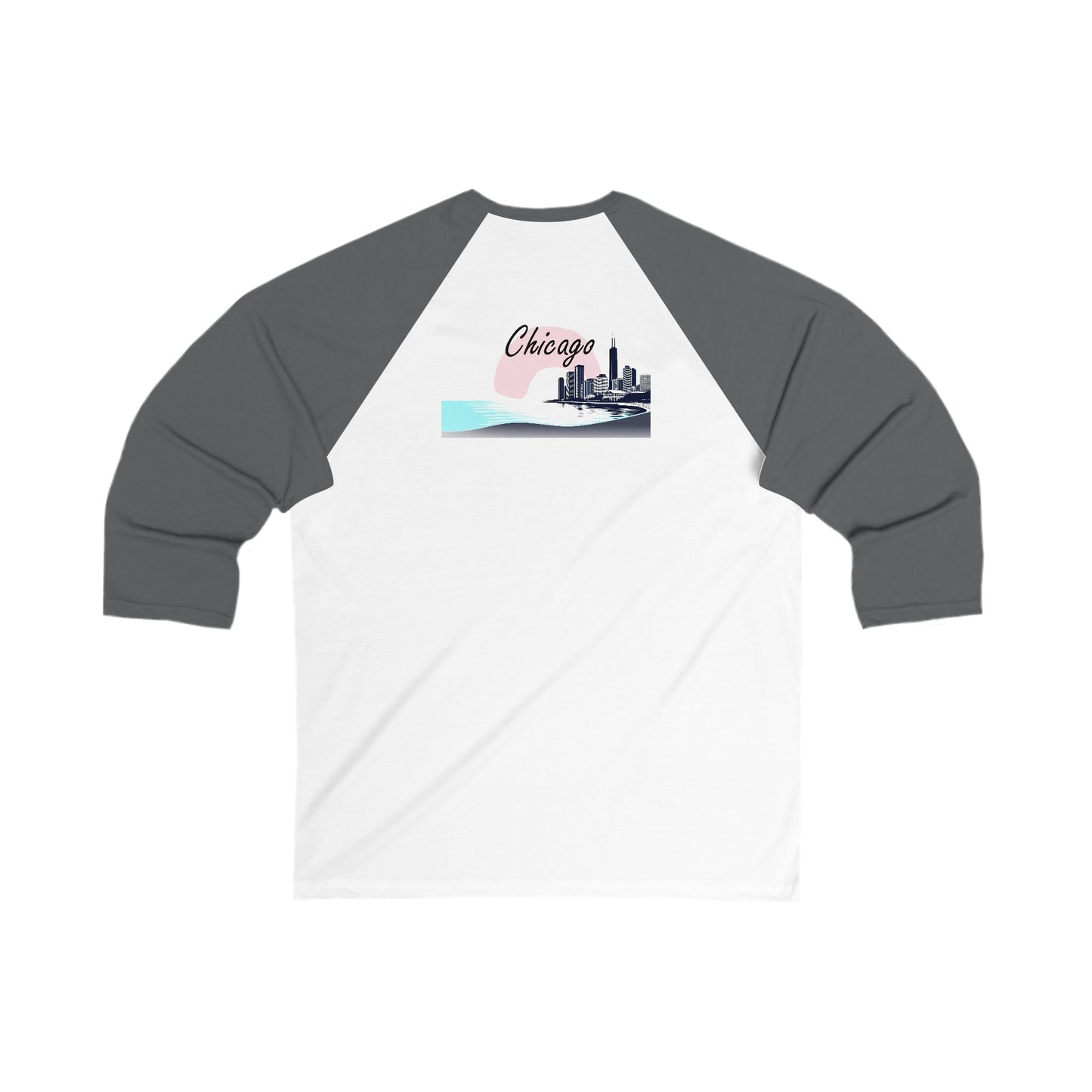 Elegant Chicago Skyline Men's 3/4 Sleeve Baseball Tee