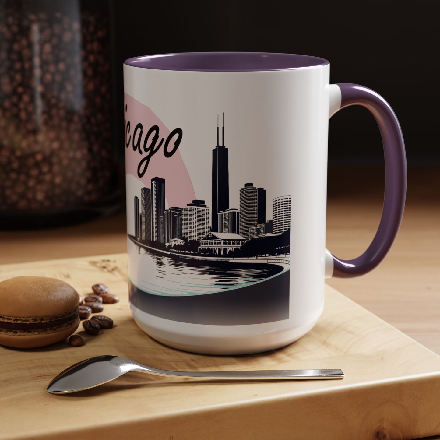 Elegant Chicago Skyline Accent Coffee Mug