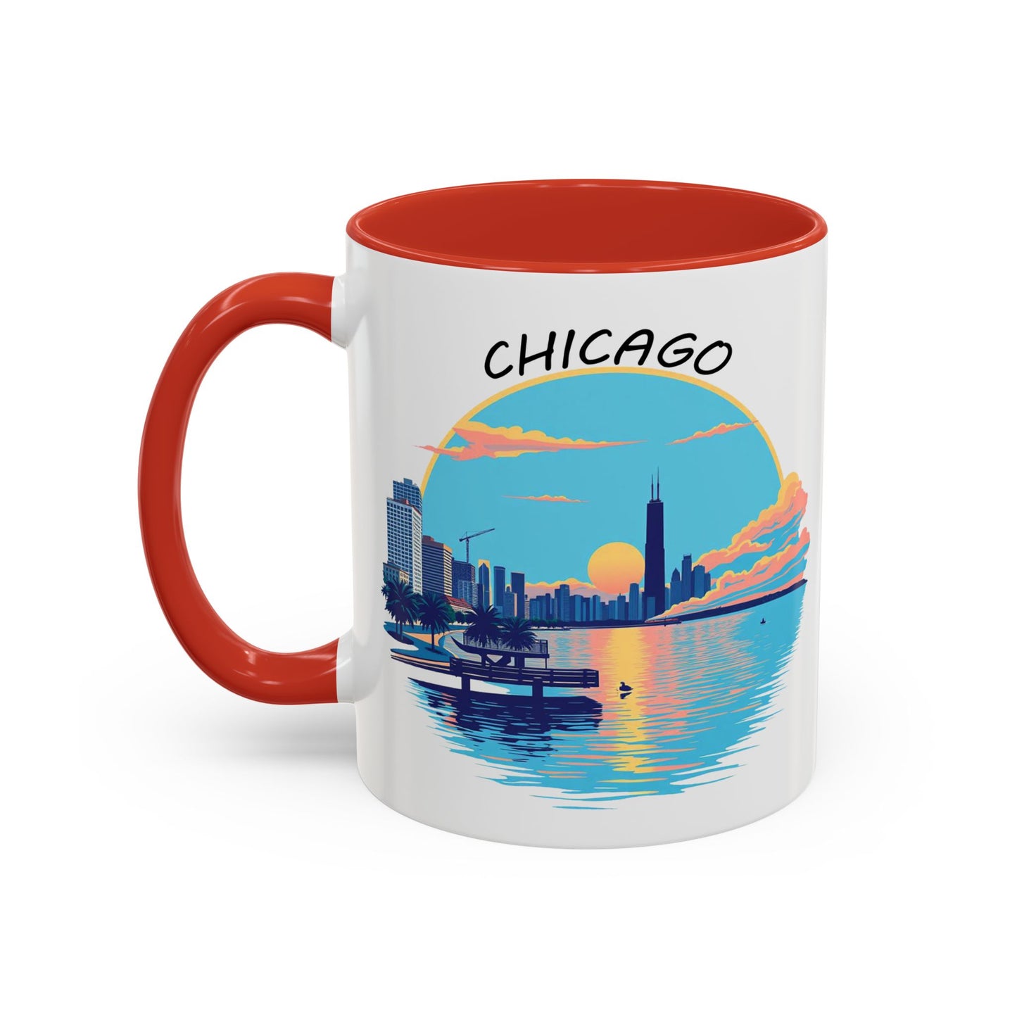 Retro Chicago Sunset Accent Coffee Mug