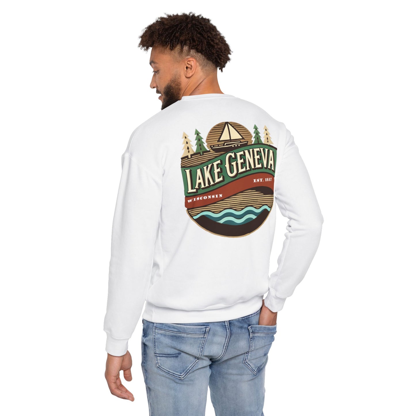 Retro Lake Geneva Unisex Drop Shoulder Sweatshirt