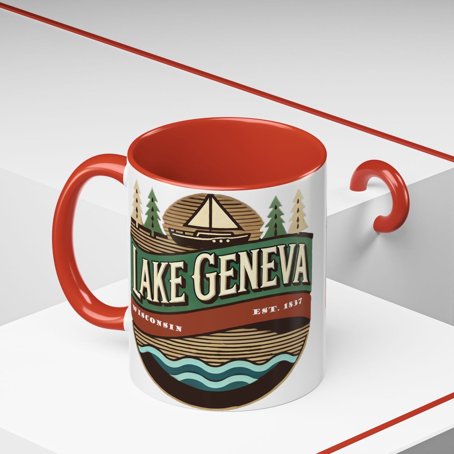 Retro Lake Geneva Accent Coffee Mug