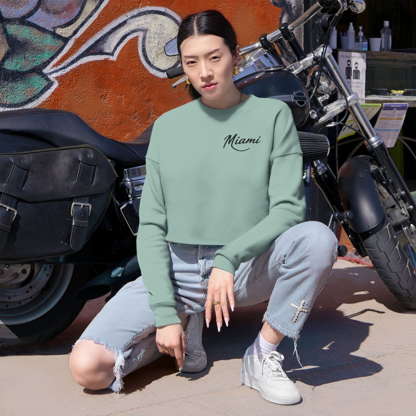 Retro Miami Women's Cropped Sweatshirt