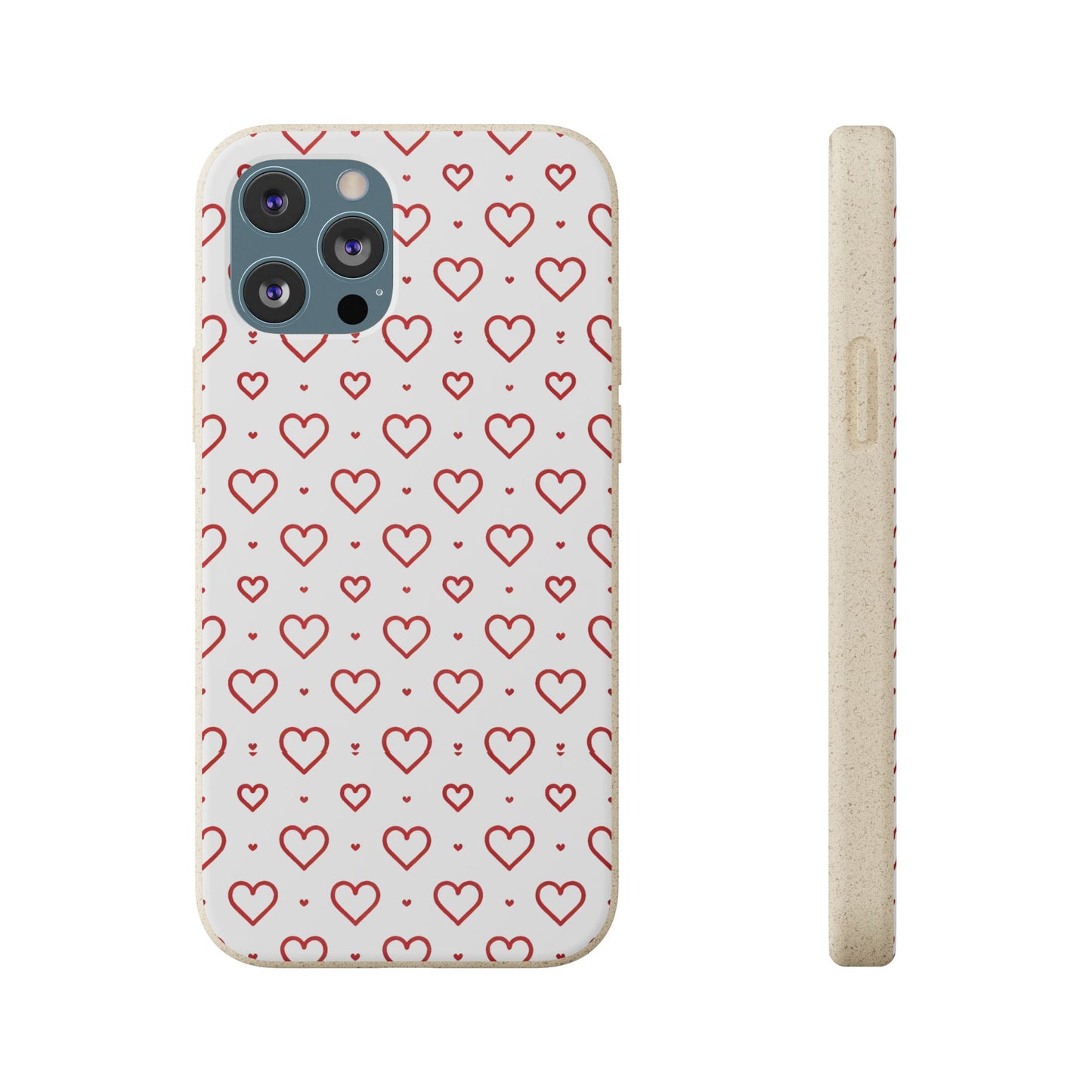 Red Hearts Print MagSafe Biodegradable Phone Case