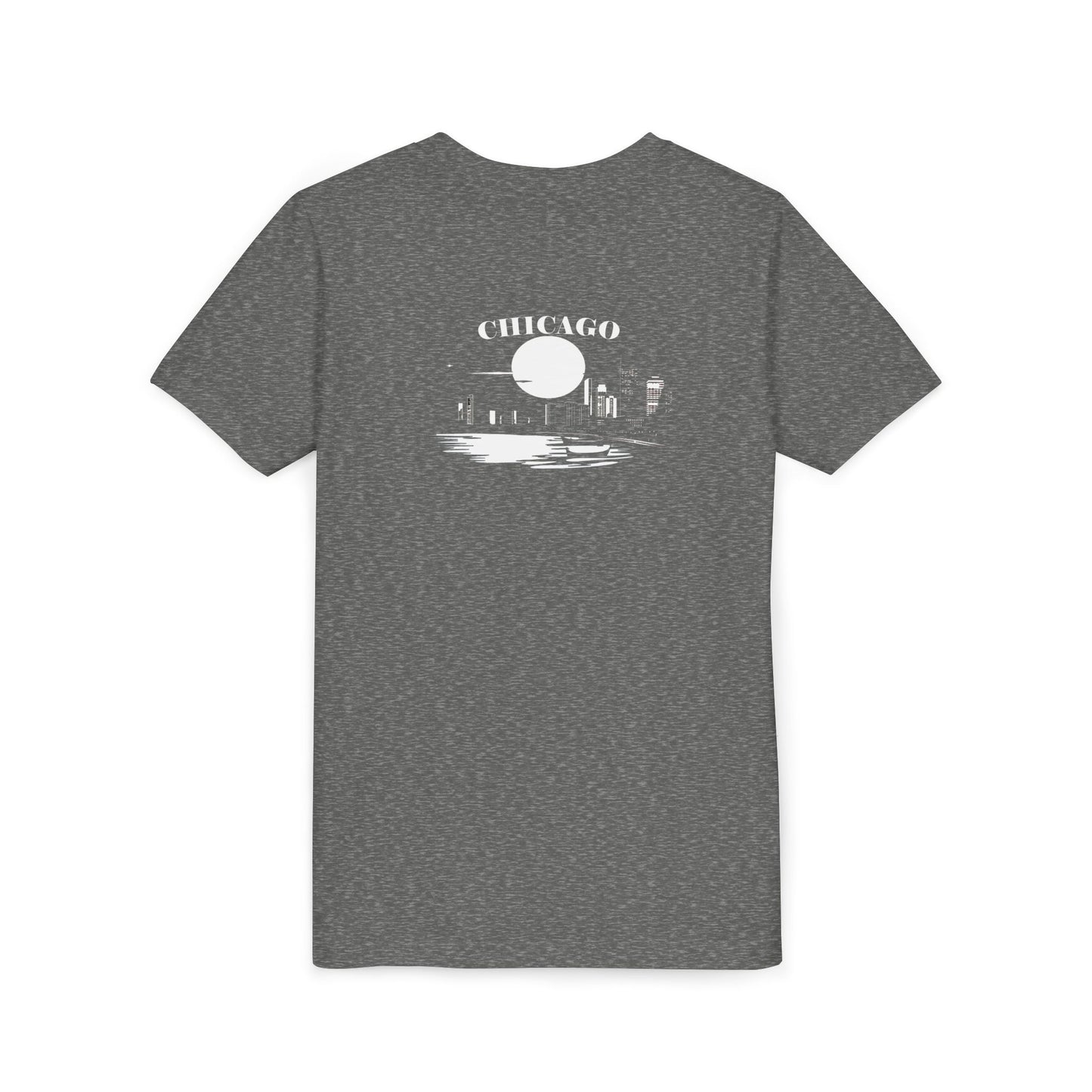 Mystery Noir Chicago Skyline Sunset Unisex Youth Short Sleeve Tee