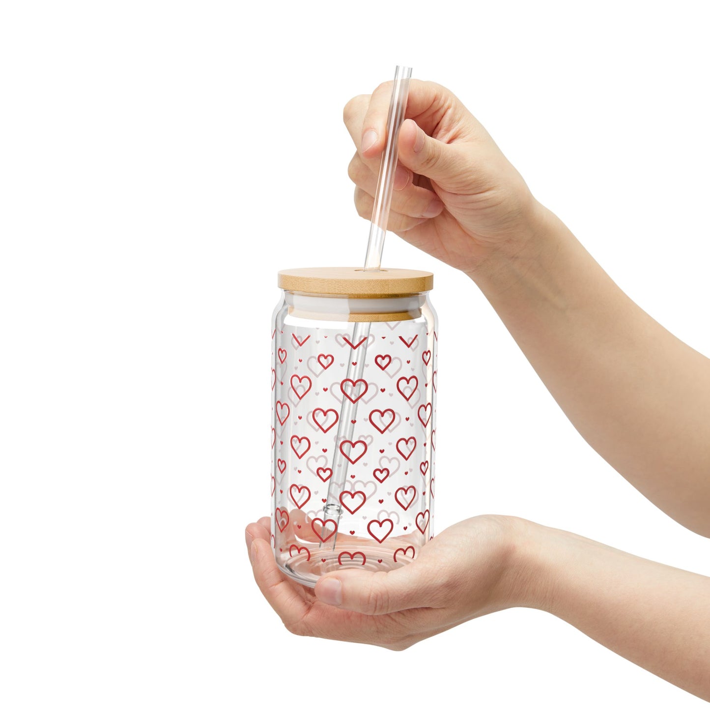 Red Hearts Sipper Glass